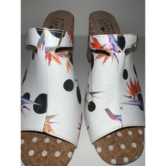 L’artiste POLKA DOT BIRDS OF PARADISE CHUNKY HEELED LORENETTI SANDALS - SIZE 40 - Picture 10 of 10